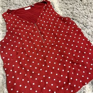 New York & Company Red Polka Dot Blouse
